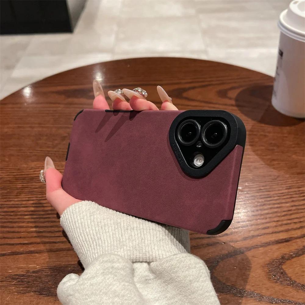 Luxury Matte Soft Leather Phone Case For iPhone 16 15 14 Plus 13 12 11 Pro Max 17Air  Lens Protection Shockproof Silicone Cover