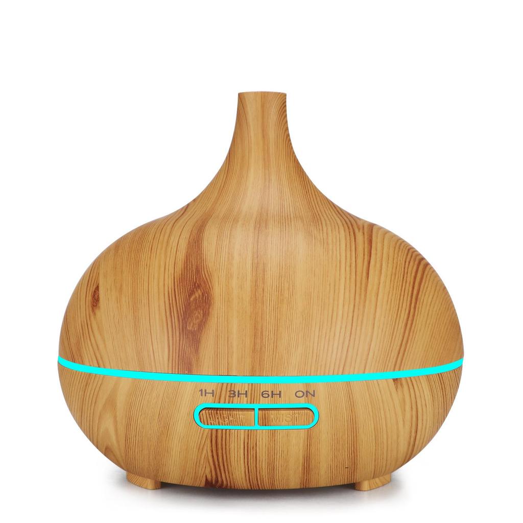 Wood Grain 400ml Ultrasonic Essential Oil Diffuser with Remote Control and Seven-Color LED