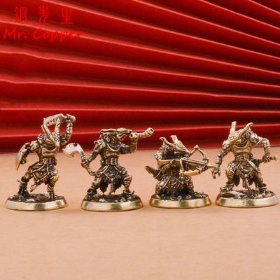 Vintage Brass Ornament Orc Soliders Models Figurines Miniatures Toys Boys Cartoon Desktop Metal Doll Crafts Decoration Accessory