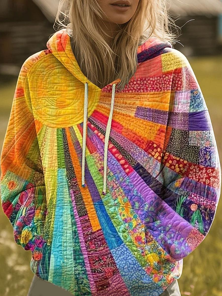 Women s Hooded Hoodies 3D Print Graphic Rainbow Casual Boho Casual Sweatshirts Pullovers Streetwear Women s Clothing Fall Winter S
