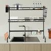 2-Tier Over Sink Dish Drying Rack with Cutlery Holder, Extra-Large 32 Inch Kitchen Counter Organizer, Draining Board for Dishes
