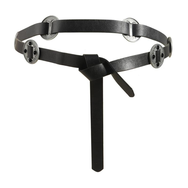 Vintage Ethnic Waist Belt with Carved Metal Decors Adjustable Waistband for Women PU Leather Belt Costume Accessory