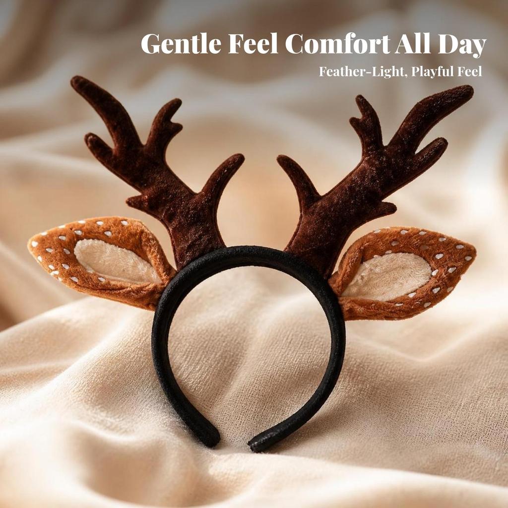 Pet Headband with Antlers Festive Headwear Soft for Pets