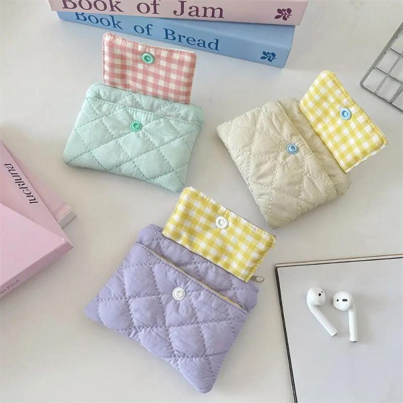 Sweet Multifunctional Mini Canvas Coin Purse Jewelry Packing Bag Card Holder Small Lipstick Bag Candy Color Cute Wallet Outdoor