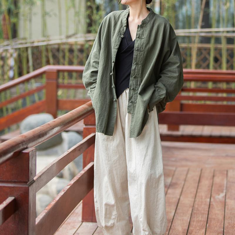 Women Chinese Traditional Tang Suit Linen Zen Tea Hanfu Women Tai Chi Kung Fu Tops Vintage Cotton Womens Clothing