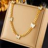 DIEYURO 316L Stainless Steel Butterfly Choker Short Necklace For Women New Trendy Thick Link Neck Chain Non-fading Jewelry Gifts