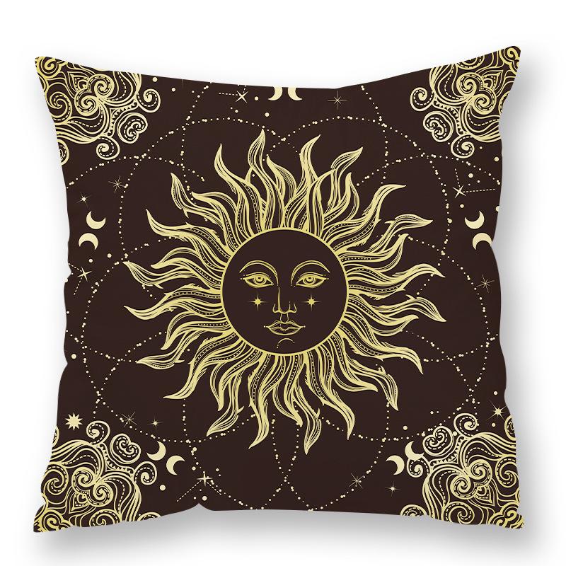 Abstract Star Moon Plush Pillow Cover Constellation Compass Totem Yoga Digital Printed Backrest Set Premium Durable