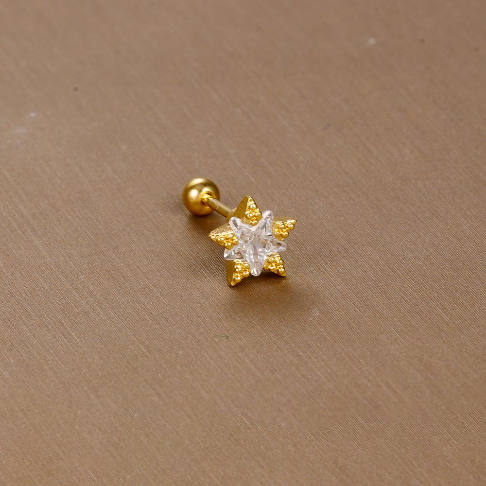 Gold Stainless Steel Earrings with Zircon Studs - Creative and Elegant Design