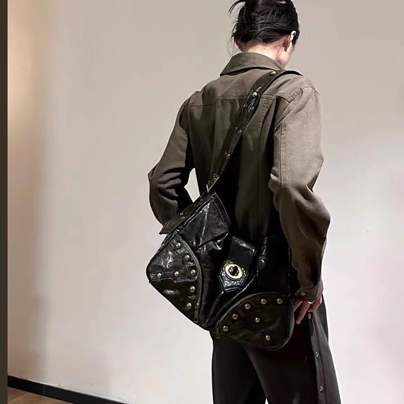 Women's PU leather punk shoulder bag Lady Handbag armpit vintage belts deco designer luxury female