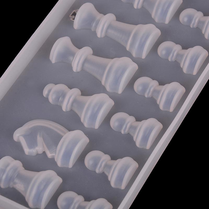 Molde de silicona con forma de ajedrez internacional, molde de resina epoxi de arcilla para bricolaje, molde colgante