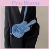 Streetwear Denim Girl Bag With Guitar Shape And Embellishments For Daily Use