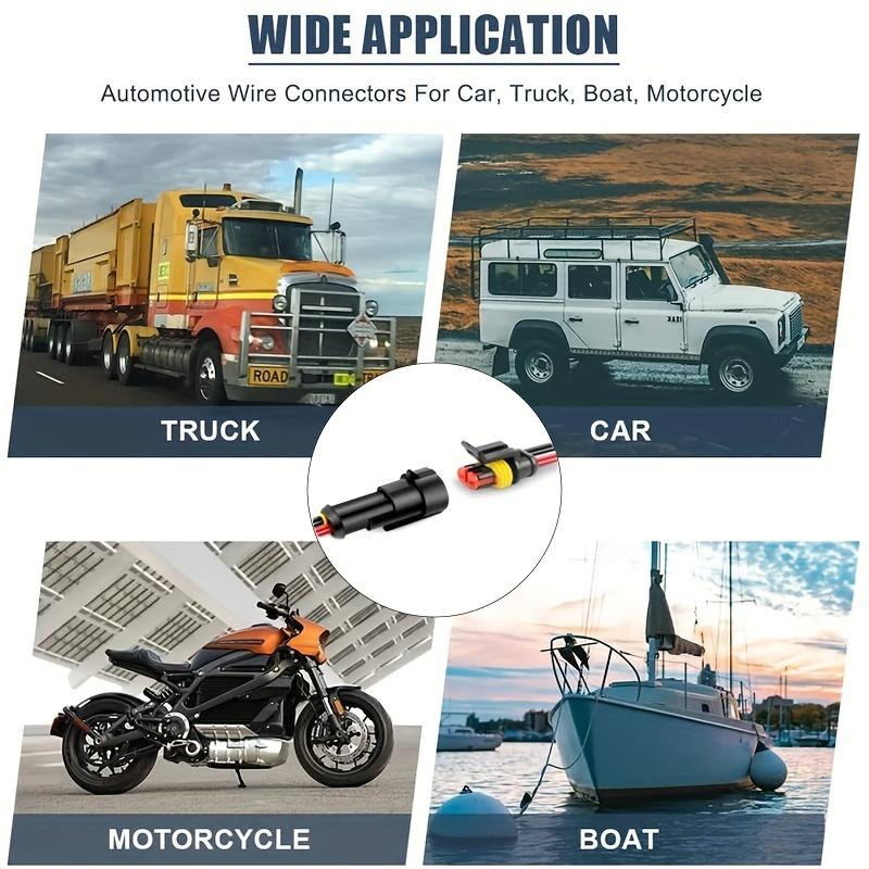 10pcs 5 Sets Waterproof Automotive Male Female Electrical Connectors Plug 2-Pin Way With Wire For Car Motorcycle Scooter Marine