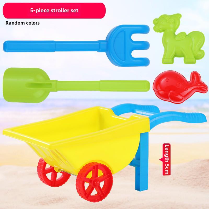 Strandspielzeug-Set für Kinder: Sandwerkzeuge, Sanduhr, Spielzeugauto und Eimer