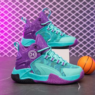 Middle-aged and Older Children's Outdoor Sports Running Shoes Boys and Girls Wear Breathable Mesh Shoes Spring and Autumn High-top Platform Basketball