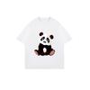 Cute Panda Print Oversized T Shirt Black Cartoon Animal Design For Casual Wear And Everyday Style