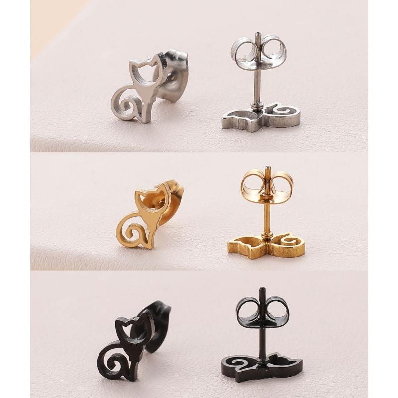 Cute Animal Stud Earrings for Women Girls 3 Pairs Cat Ear Studs Adornment Trendy Ear Hooks Charm Ornament Jewelry Gift