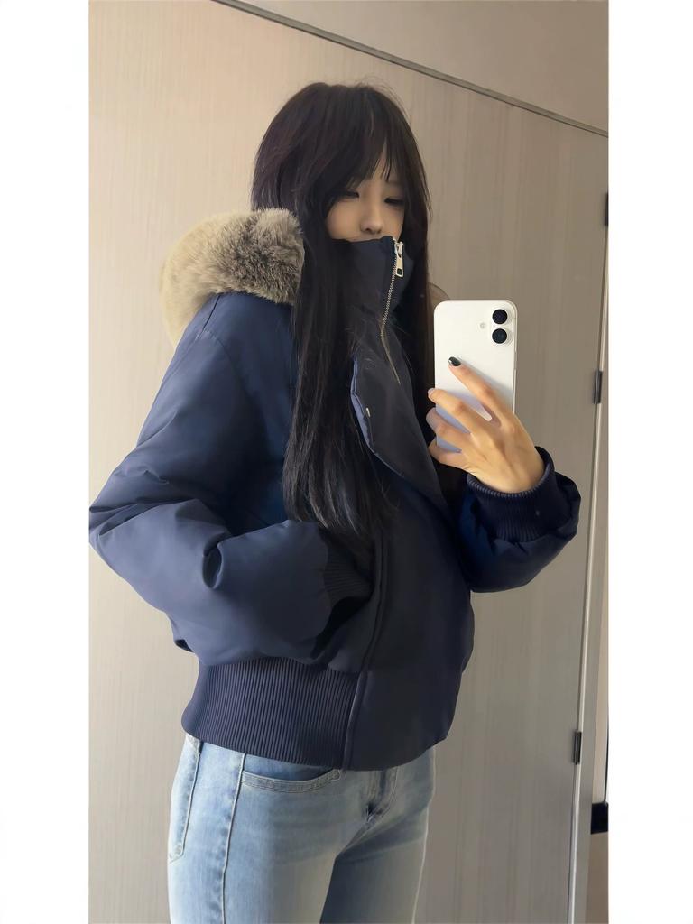 Cotton-padded women's short winter small man hooded waist thin cotton-padded jacket jacket
