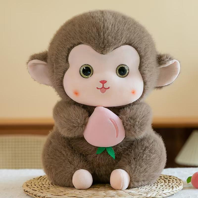 Soft Cute Peach Monkey Plush Toys Children's Sleeping Pillow Wedding Event Gifts Little Monkey Ornaments