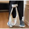 Japanese Style Chic Gingham Checkered Tote Bag Large Capacity Canvas Shoulder Bag for Women