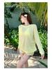 Sheer Long Sleeve Cover-Up Bikini Swimsuit Set for Beach Vacation