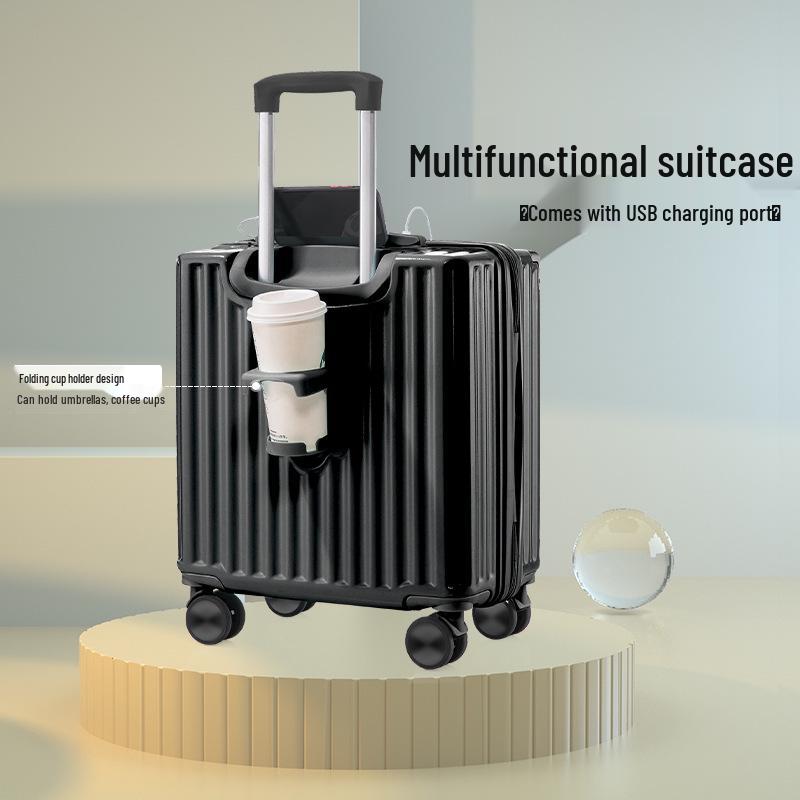18-inch Lightweight Carry-on Trolley Suitcase with Zipper Lock for Men, Women, and Students