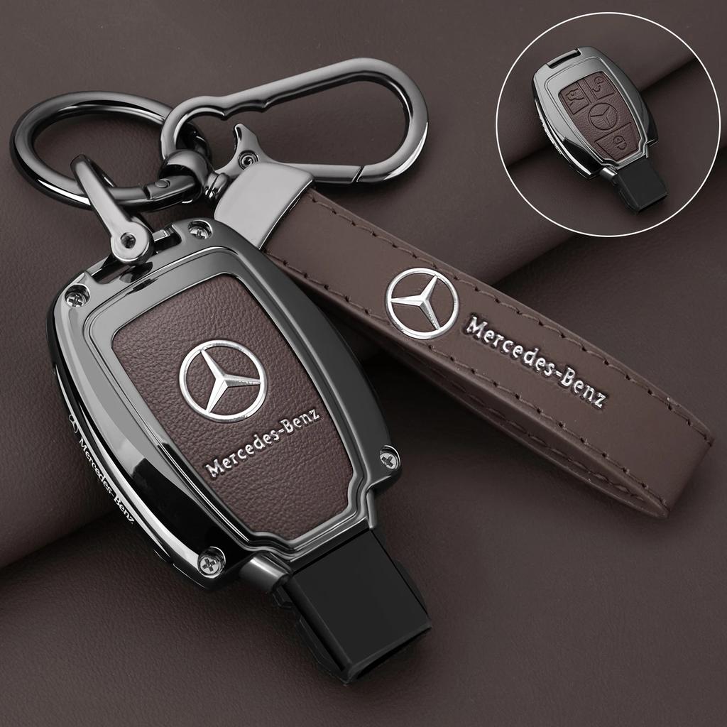 Zinc Alloy Leather Car Key Case Cover Shell Holder Protector For Mercedes Benz A B C S Class AMG GLA CLA GLC W176 W221 W204 W205