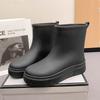 Woman New Thick Sole High Top Rain Boots Injection Molding Non slip Waterproof Detachable Cotton Cover Outdoor Word Shoes
