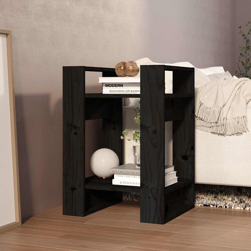 Bookshelf Room Divider Black 41 x 35 x 57 cm Solid Pine Wood