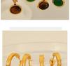 18K Gold Tiger Eye Oval Necklace & Earrings Set - Elegant French Clavicle Jewelry for Women