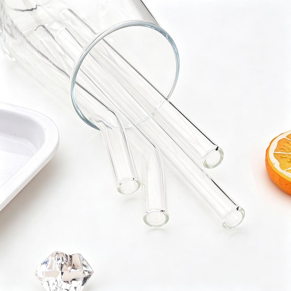 12mm High Borosilicate Glass Straw 3/4/6Pcs Reusable Eco Friendly Drinking Straws Set Bubble Tea Smoothies Bar Accessories