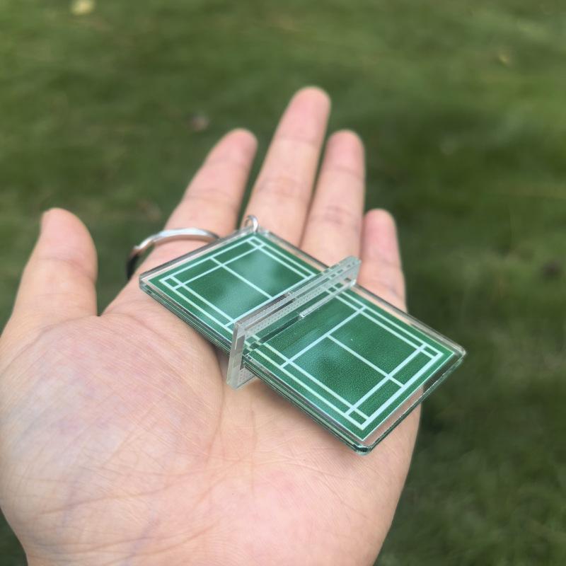 

Acrylic Badminton Acrylic Keychain Two-Sided Mini Badminton Playground Keyring Table Tennis Tennis Court Table Tennis Key Holder