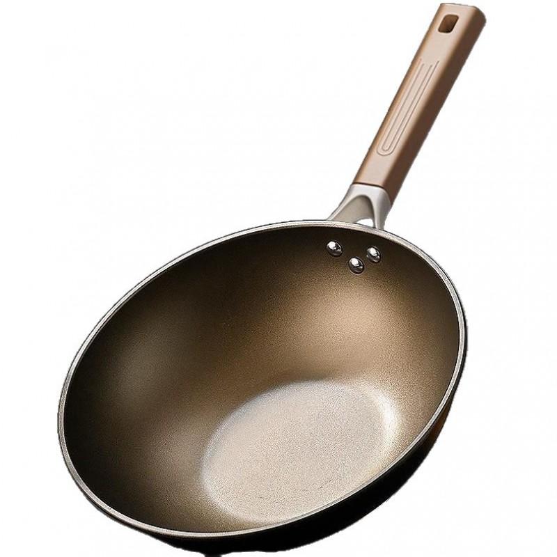 Titanium-Coated Nonstick Frying Pan Home Cooking Induction Gas Stove Compatible 30/32/34cm Double-Layer Base