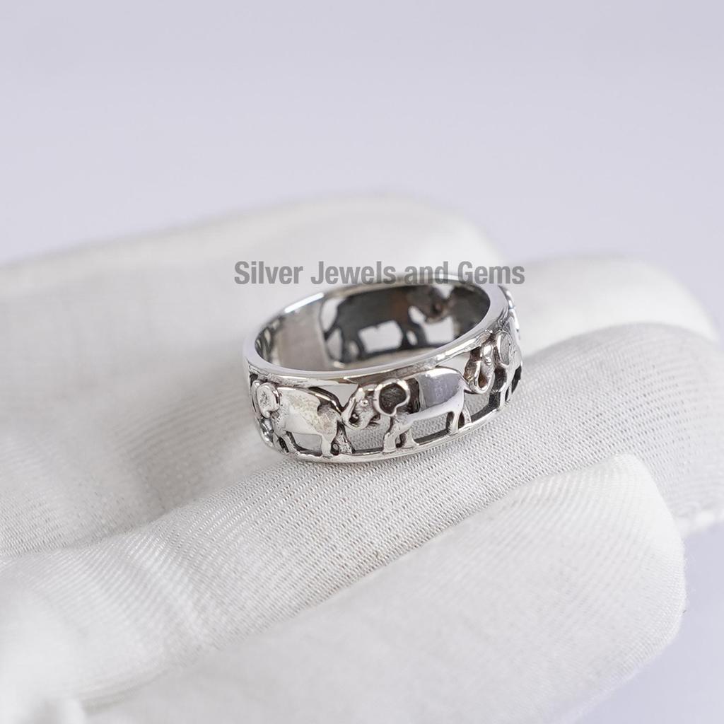 Walking Elephant Ring, Handmade Ring, 925 Sterling Silver Ring, Silver Elephant Ring, Gift for Wife, Designer Ring