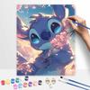 Disney Stitch Sakura Oil Art Painting Kit Home Wall Decor Handmade Gift Large Canvas Paint by Number Set for Bedroom Living Room Wall Art