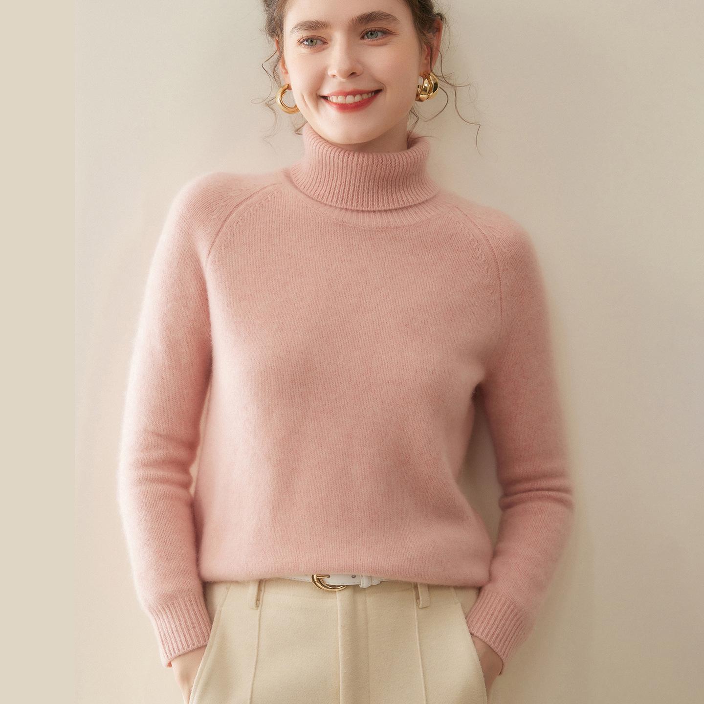Женский кашемировый свитер с высоким воротом, мягкий, толстой вязки в пять нитей, базовый слой, осень/зима 2025 Medium