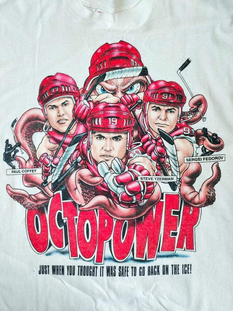 Футболка с карикатурой Detroit Red Wings Octopower 90-х NG2671 Унисекс S