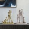 A Family of Three Girl and Dog Statues Creative Canine Statues Crafts  Home Decoration