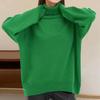Dame Sweater Høj Krave Lang Ærme Ribbet Kant Pullover Toppe Løstsiddende Ensfarvet