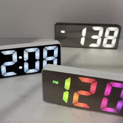 LED Mini Spiegel Wecker Elektronischer Digitalwecker Digitaler Tischwecker Raum Schreibtisch Dekoration Smarte Kleine Werkzeuge Zuhause