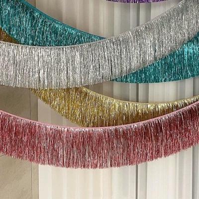 Shiny Tinsel Curtain Garland Banner for Children's Birthday Party Backdrop Decoration