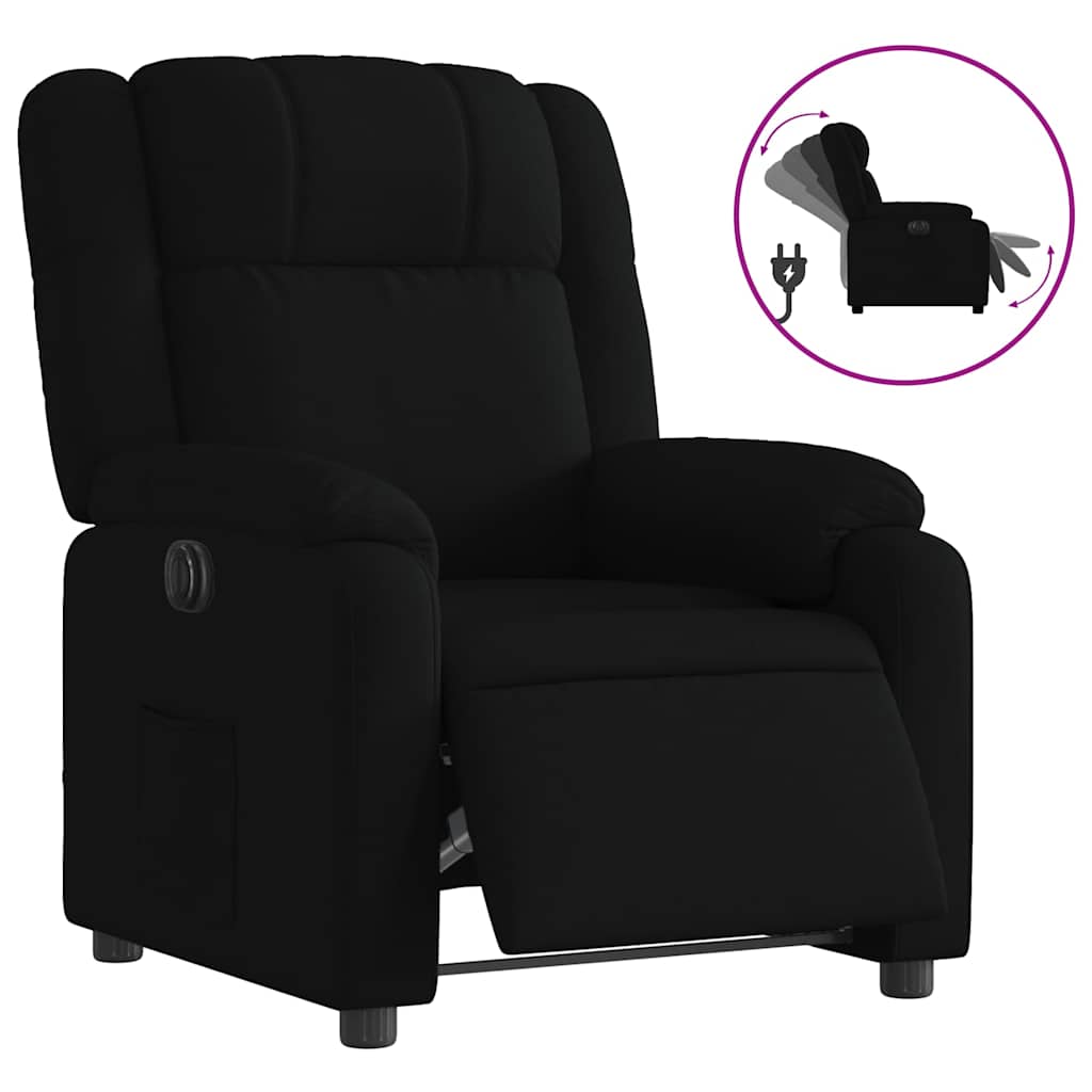 Electric Recliner Chair Black Fabric
