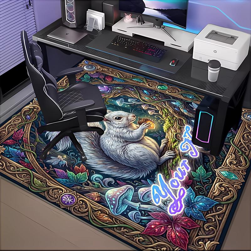 1PC Custom Name Whimsical Forest Whisker Theme Floor Mat Ideal for Living Room, Game Rooms, Office, Bedroom, Floor Mat Playful Design