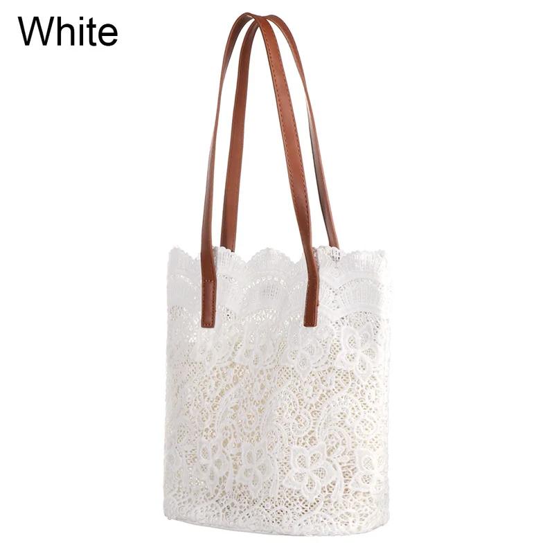 Borse in paglia intrecciata con design traforato 'Spiaggia Sabbiosa', Borsa a tracolla estiva in pizzo, Borsa a uncinetto con fiore all'uncinetto