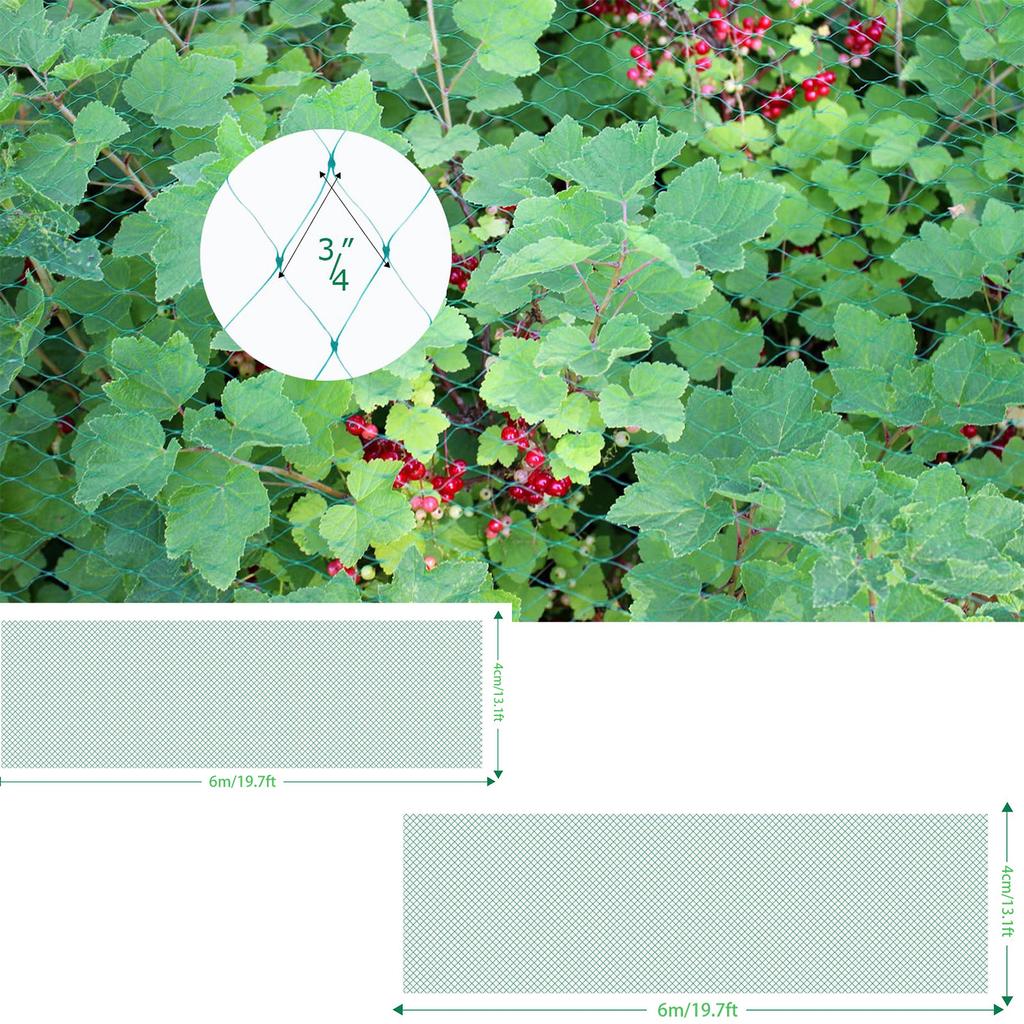 Bird Netting Protect Vegetable Plants and Fruit Trees,Plastic Trellis Netting for Birds, Deer,Squirrels and Other Animals
