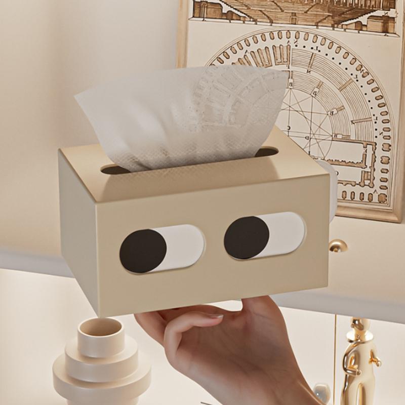 Expression Paper Towel Box Big Eyes Tissue Box Multifunctional Paper Storage Box Home Table Decoration Tissue Case Elegant