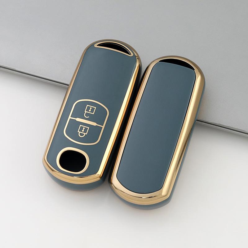 Husă cheie cu ramă aurie pentru modelele Mazda CX-30, Atez, CX-4, CX-5, CX-8 cu 2/3 butoane