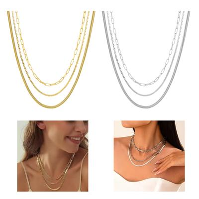 Elegante Halskette Schlichte Kettenhalskette Anhängerhalskette Mehrlagige Halskette Stilvoller Halsschmuck Geeignet für Frauen Männer
