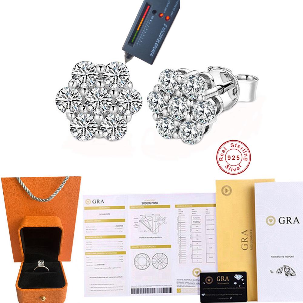 

Real Moissanite D Color 925 Silver Snowflake Stud Earrings for Women Wedding Engagement Luxury Jewelry