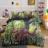 Orangutan Duvet Cover King Queen Size Cute Monkey Bedding Set Palm Leaves Tropical Botanical Polyester Comforter Cover for Adult