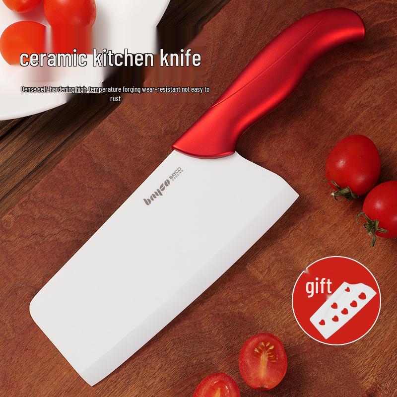 Beige Keramik-Hackmesser für Frauen – Großes, verdicktes, schärffreies Messer für Fleisch & Babynahrung.